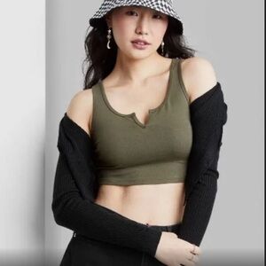Dark olive green crop tank top wild fable